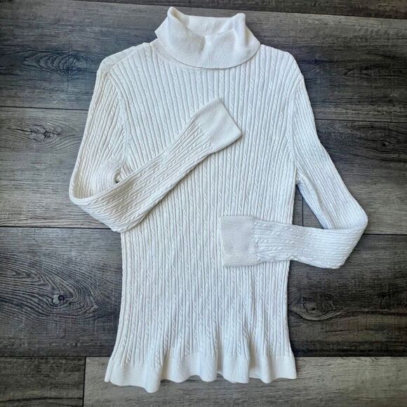 Talbots Cable Knit Cotton Sweater Office Core Classic Modern Timeless Preppy - Picture 1 of 6